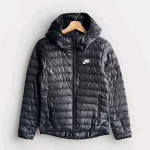 Nike Men’s Black Lightweight Puffer Full Zip Hooded Jacket Size XS Outdoor